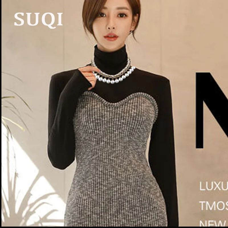 SUQI new Handmade imitation pearl Necklace Women Choker Dress Bride banquet gold Necklaces Pendants Femme Chain Collar jewelry | Украшения