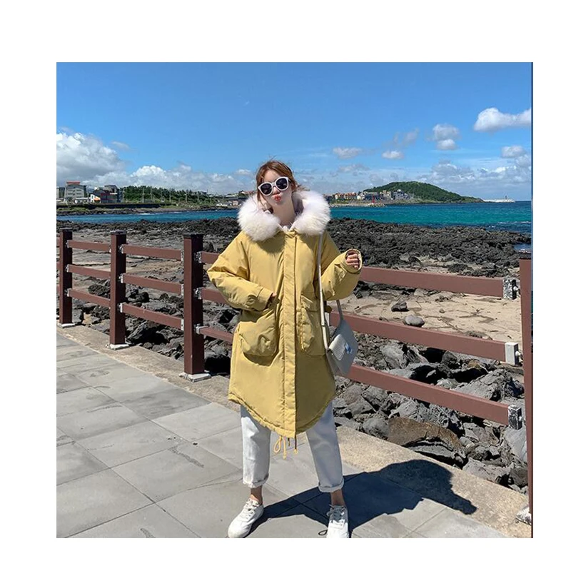 

New Padded Jacket 2019 long Fashion Winter Jacket Women Thick Down Parkas female Slim Fur Collar Winter Warm Coat For Women -693