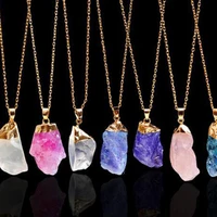 docona new fashion multicolour natural stone chain necklace charms quartz pendant necklace for women ladies jewelry collar 2470
