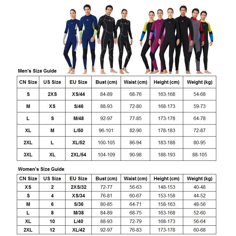 売る ウェットスーツ男性女性1.5ミリメートルネオプレンフルボディuv保護ワンピース長袖スキューバダイビングスーツバックジッパー水着