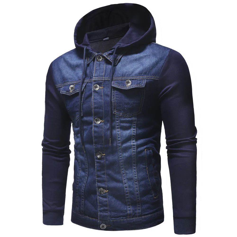 

Man's Jackets And Coats Winter Brand Hooded Vintage Distressed Demin Jacket Tops Coat Outwear Jean Jacket Men Denim Jackets