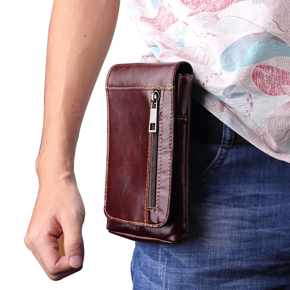 Маленький ремень из натуральной кожи мужской мобильный телефон сумка чехол для
