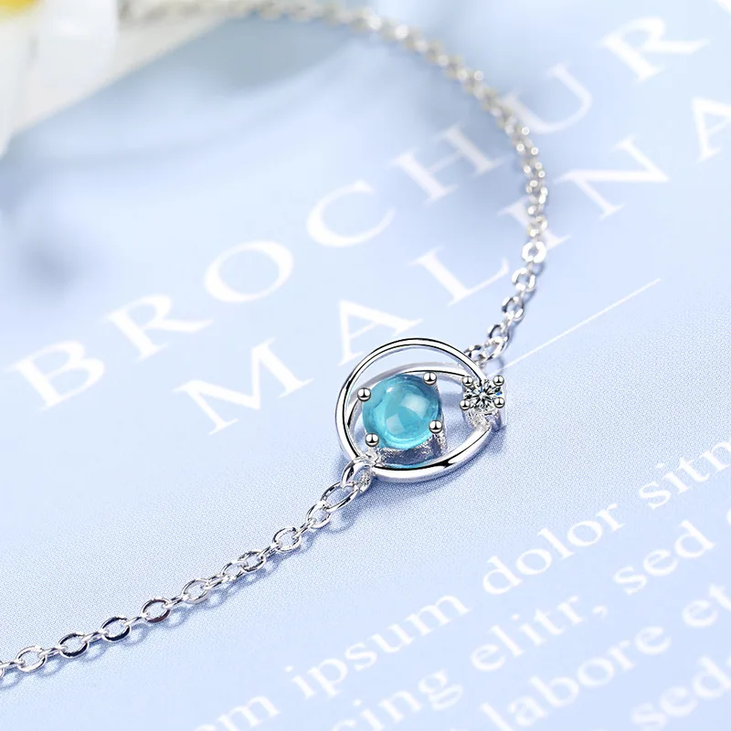 Girl Heart Blue Crystal Planet Universe Stars Bracelet Silver Color Resizable Bracelets Cute Christmas Fashion Gift | Украшения и