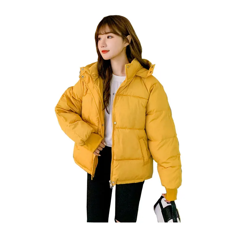 

Women's Short Winter Big Pockets Hooded Windproof Down Jacket Oversized Cotton Pad Parka Coat