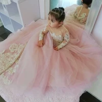 flower girl dresses long sleeves little girl wedding dresses first communion pageant kids party gowns