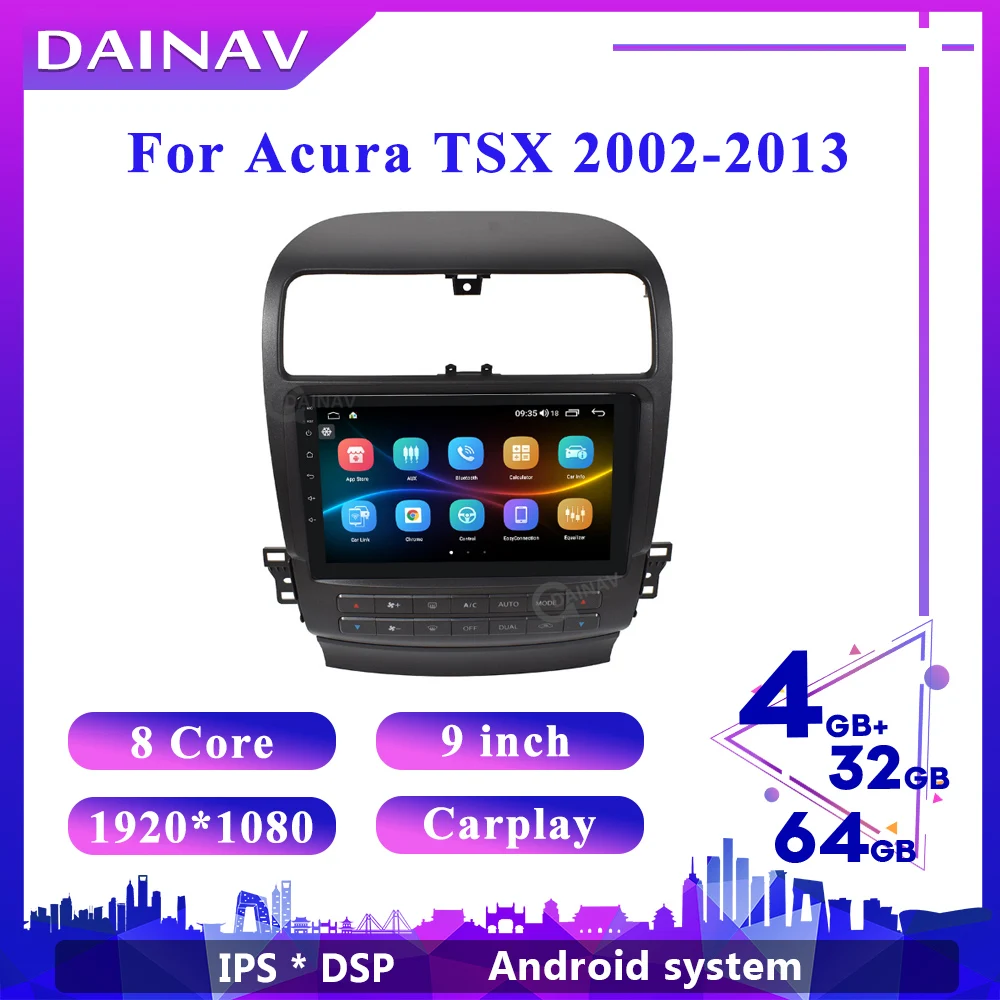 

Автомагнитола для Honda Acura TSX 2002, 2003, 2004, 2005-2013, с Android, DVD-плеером, стерео, мультимедийный видеоплеер, GPS-навигация