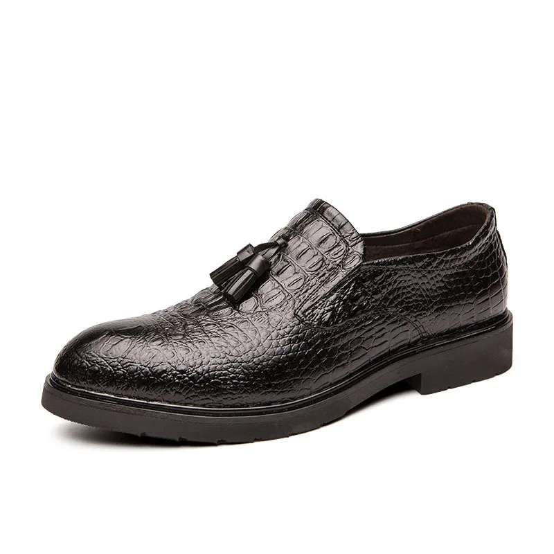 black dress shoes Merkmak/Классические брендовые Мужские модельные туфли; Высококачественная Повседневная Деловая офисная Свадебная кожаная обувь; Туфли-оксфорды на плоской подошве и толстом каблуке - Цвет: black dress shoes