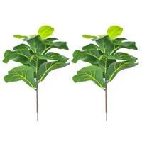 2pcs artificial fiddle leaf fig tree 19 6 inch faux plants ficus bush greenery for wedding courtyard outdoor decoration
