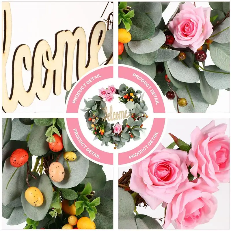 

1pc Easter Simulate Door Wreath Shopwindow Decoration Flower Garland for Decor