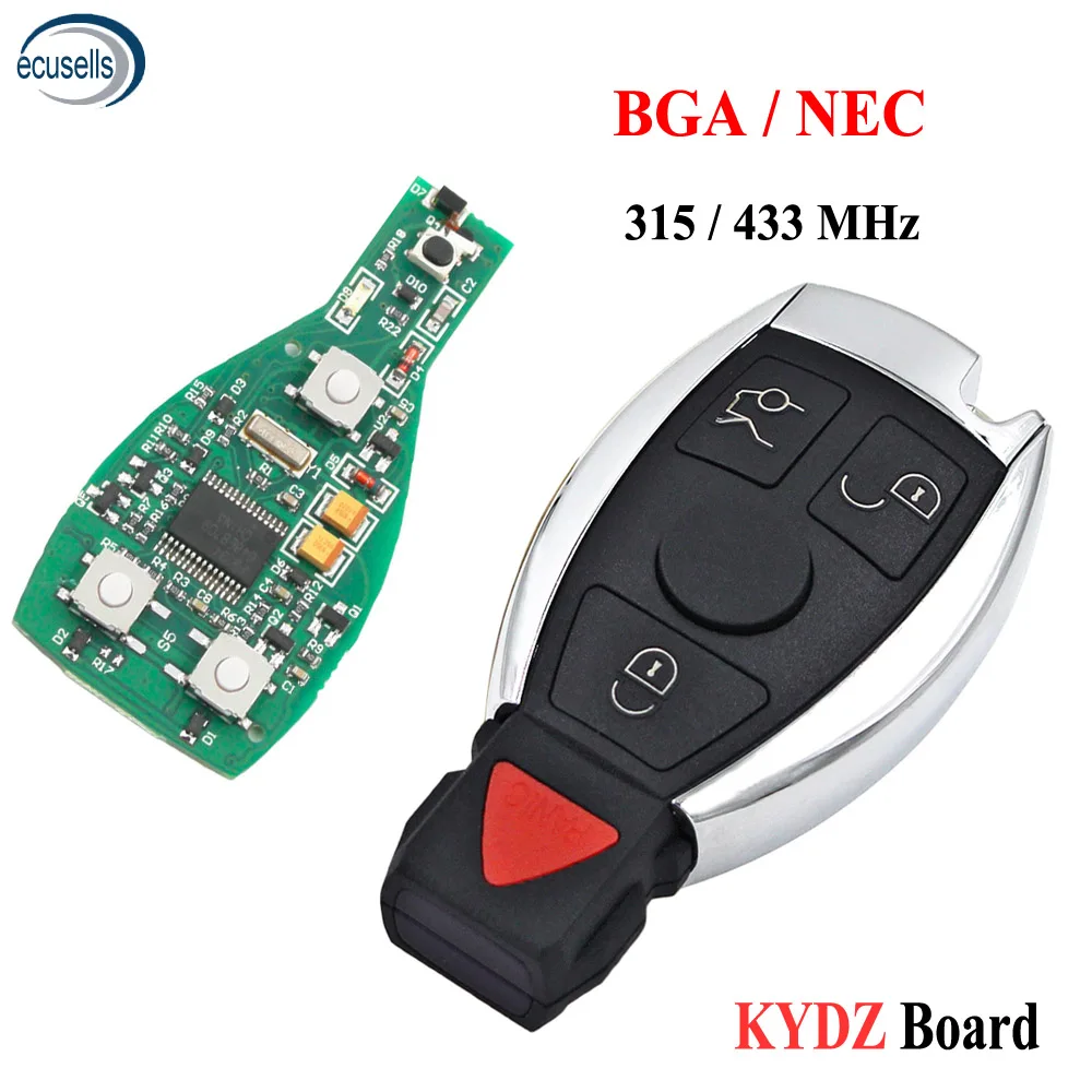 Умный ключ KYDZ 4 кнопки 315 МГц 433 для Mercedes Benz 3 + 1 кнопка поддержка NEC и BGA 2000 год|Ключ