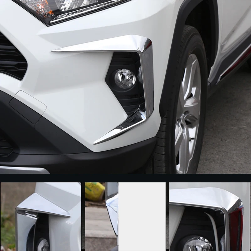 

For Toyota RAV4 2019 2020 ABS Plastic Front Fog Light Outer Frame Cover Trim 2pcs Car Styling accessories
