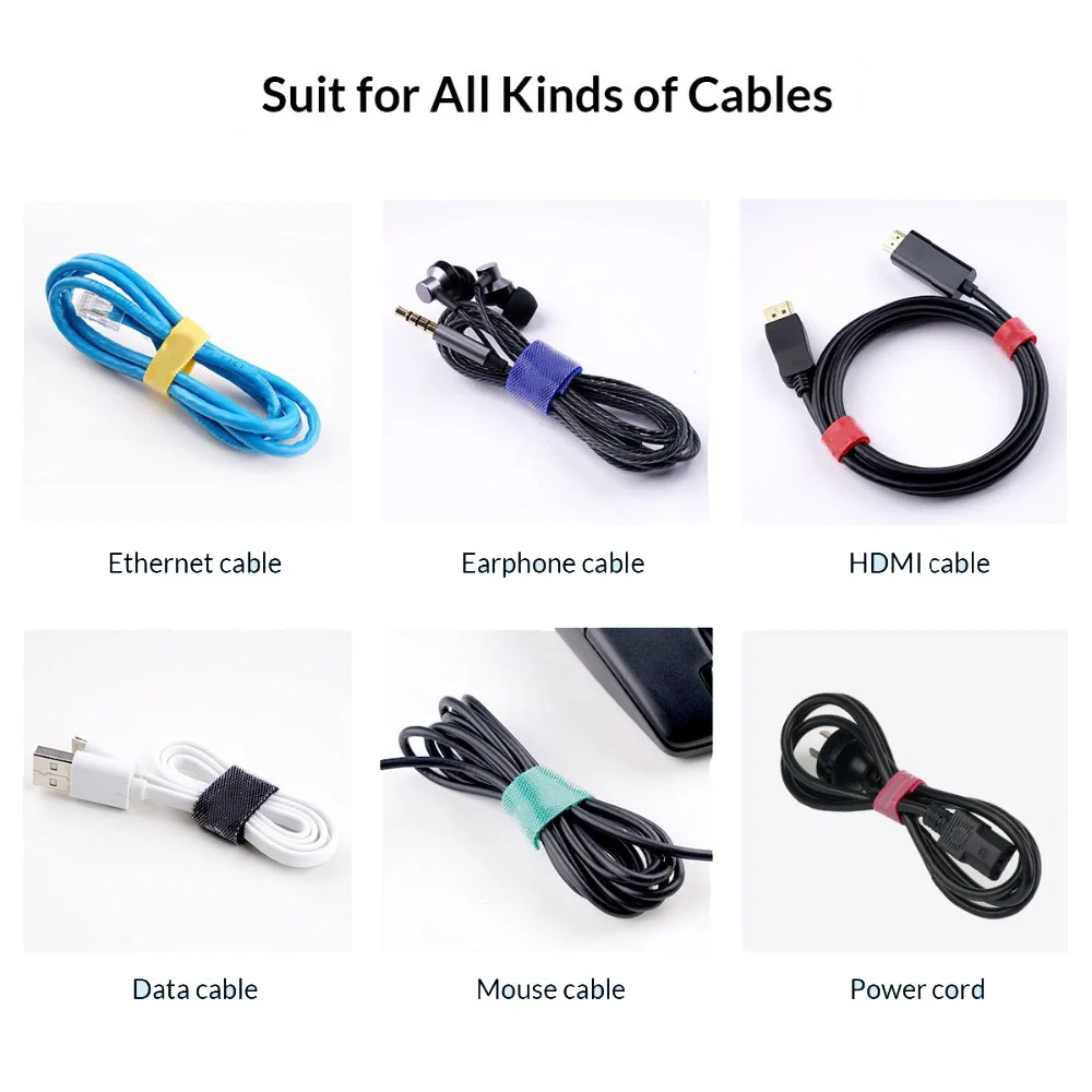 20Pcs Black Reusable Magic Tapes Cables Ties Messy Wires Bundled Organize Straps For Guitar Accessories | Спорт и развлечения