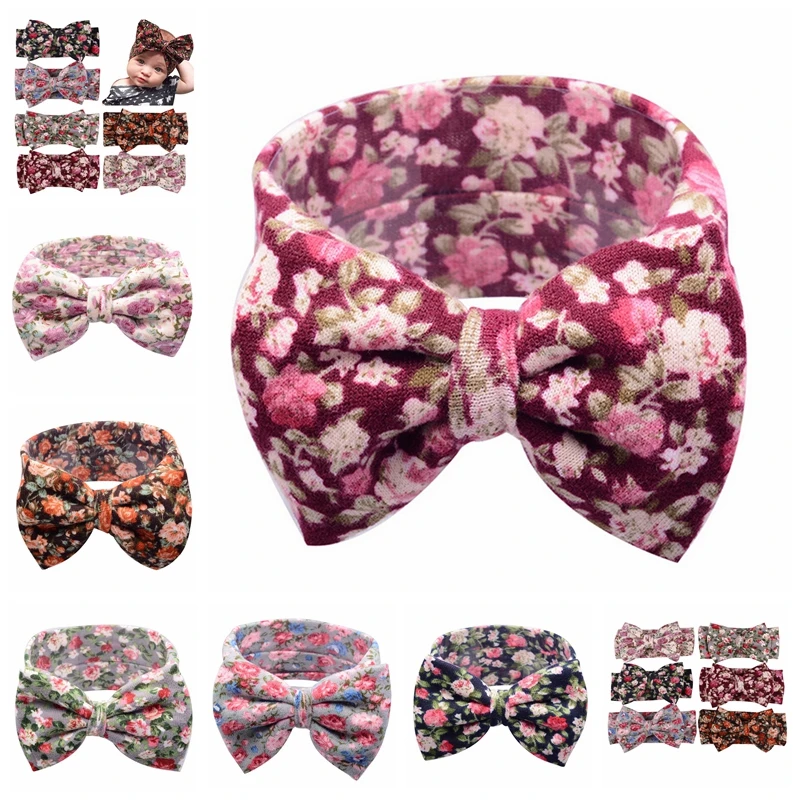 

1 Pcs Baby Hairband Kids Big Bow Turban Knot Floral Flower Rabbit Toddler