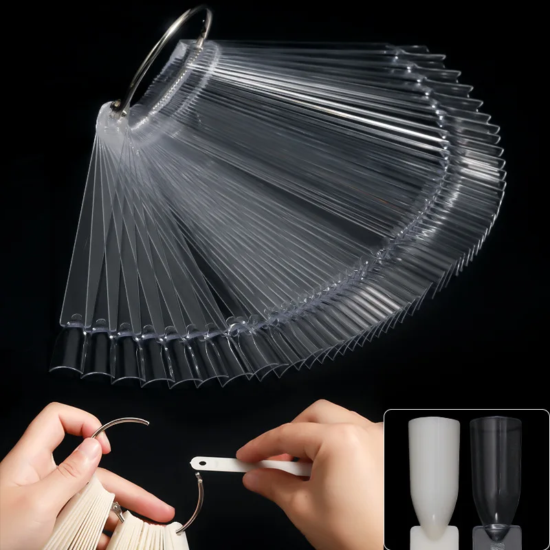 

50/sets of Nail Art Technique Gel Practice Stick Nail Polish Swatch Color Sample Fan-shaped Nail Display Manicure Tools Supplies