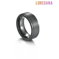 loredana fashion tungsten steel jewelry exquisite simple sand surface craft stainless steel pure black ring for men r1077