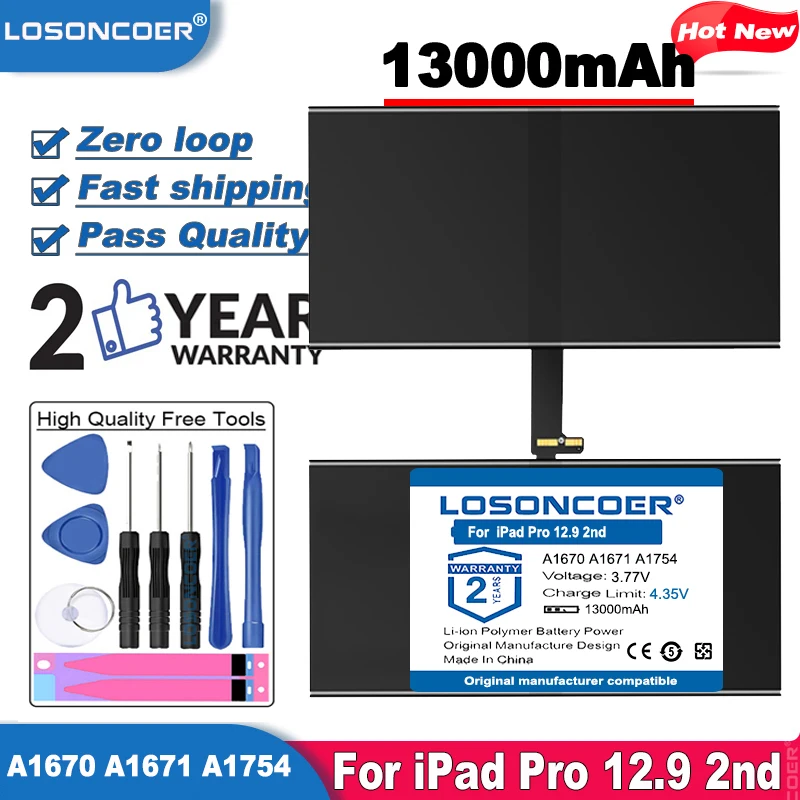 Высококачественный аккумулятор LOSONCOER A1670 A1671 A1754 13000 мАч для iPad Pro 12 9 2nd