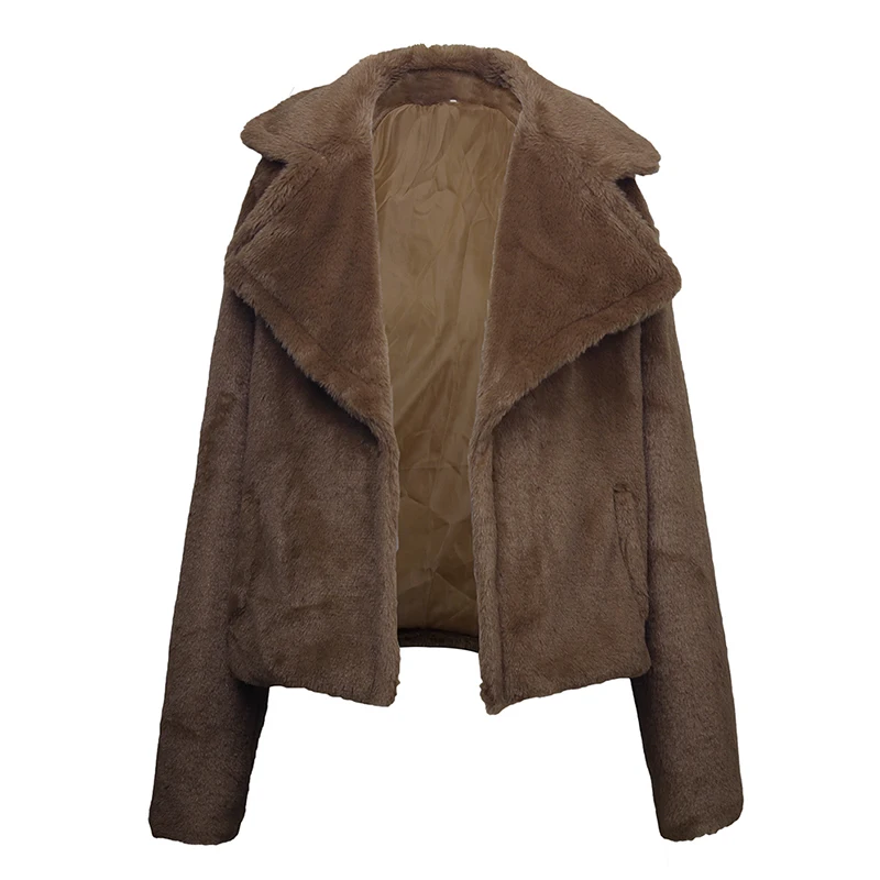 Light Brown Conmoto осень зима женские пальто из искусственного меха женские модные короткие куртки и пальто женские большие размеры пальто из искусственного меха Верхняя одежда - Цвет: Light Brown