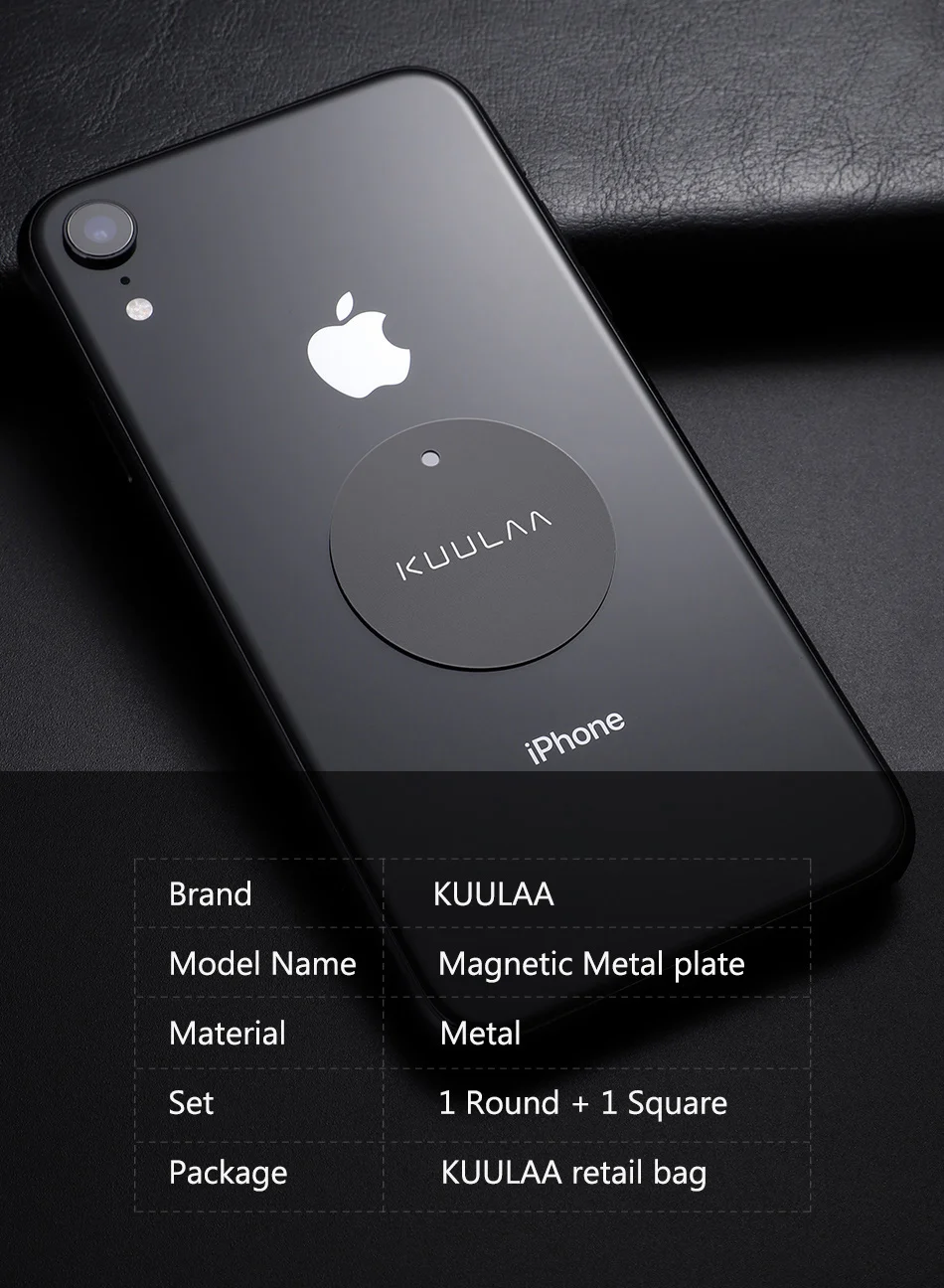 KUULAA Автомобильный держатель для телефона Магнитный Железный костюм 2 шт. металлическая пластина-диск Магнитная подставка для iPhone мобильного телефона приборной панели автомобиля