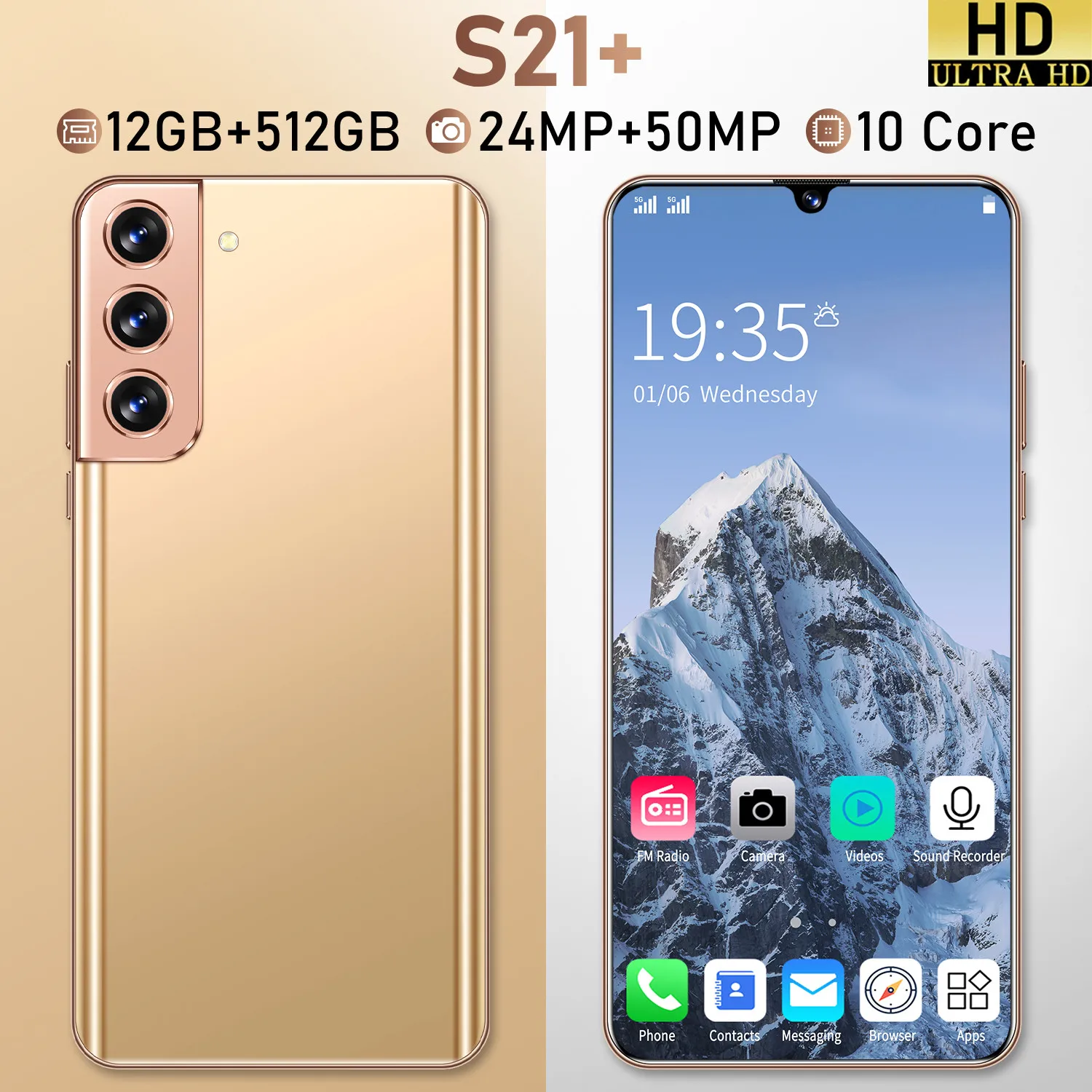 

Hot Sale Global Version S21+ Ultra 6.6 Inch SmartPhone 10 Core MTK 6889 12+512GB 24+50MP Face ID Dual SIM 4G LTE 5G Mobile Phone
