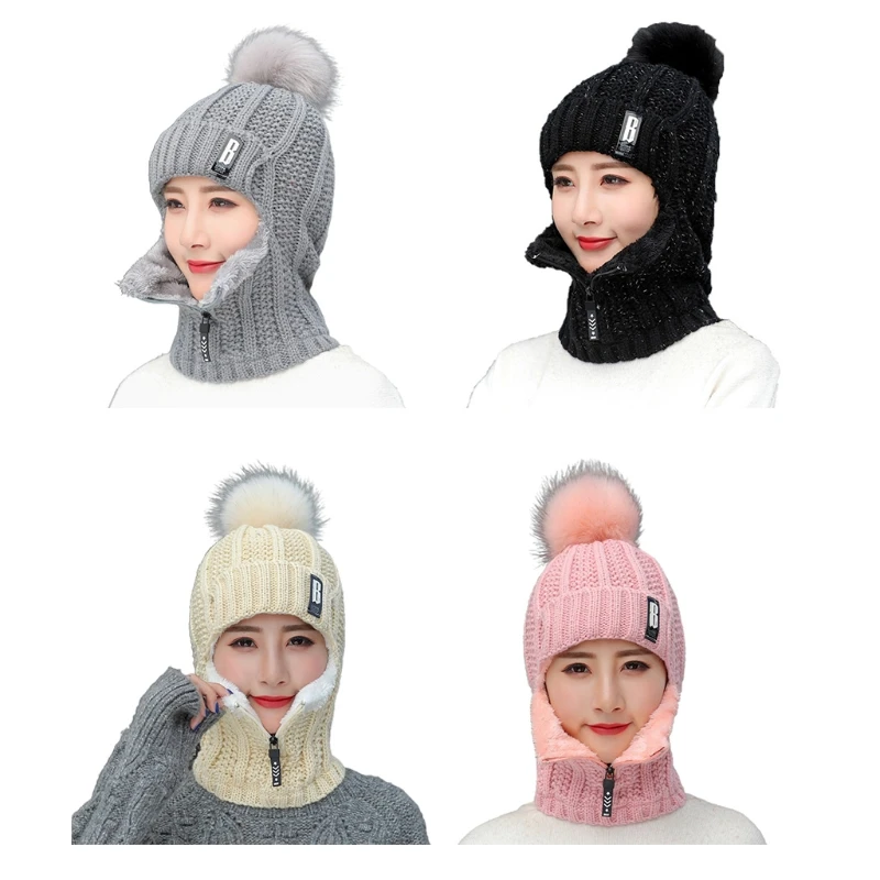 

Winter Knitted Hats Unisex Knitted Warm Scarf Fleece Lining Winter Autumn Women Beanie Neck Warmer Scarf Fleece Men Hat