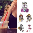 1 шт. сова, роза, кошка, цветок временные татуировки, палец, ухо, шея, мужская, женская, ребенок