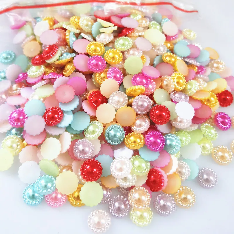 50 шт./лот 8 мм Разноцветные полукруглые бусины из искусственного жемчуга с