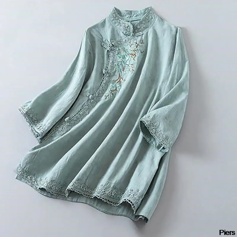 Рубашка в китайском стиле винтажные Топы Ципао женское традиционное китайское