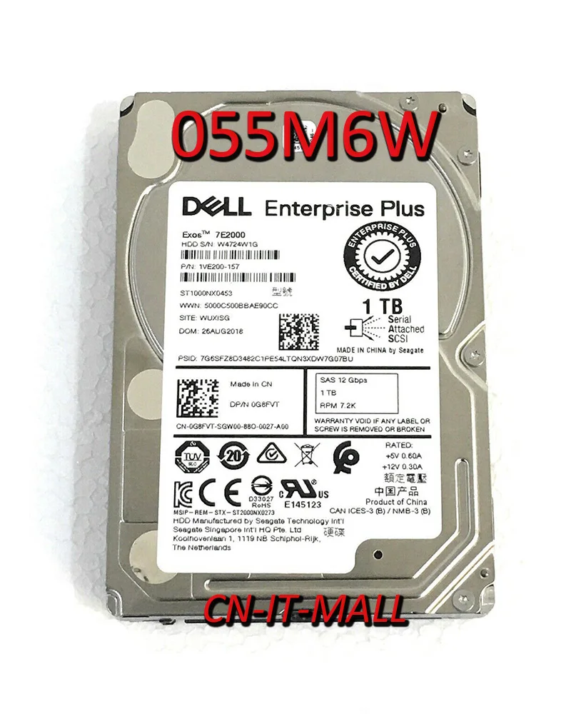 

Pulled 056M6W 0D4N7V ST1000NX0453 1TB 7200 RPM 128MB Cache SAS 12Gb/s 2.5" Internal Enterprise Hard Drive