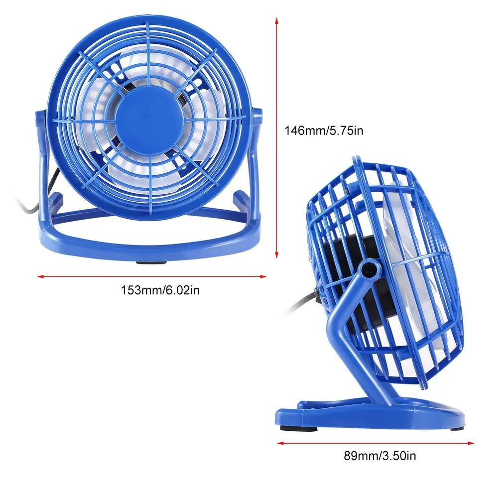 

USB Power Plug 4 Blades Mini Fan DC 5V Small Desk Cooling Fan Super Mute Cooler For PC / Laptop / Notebook 180 Degree Rotation