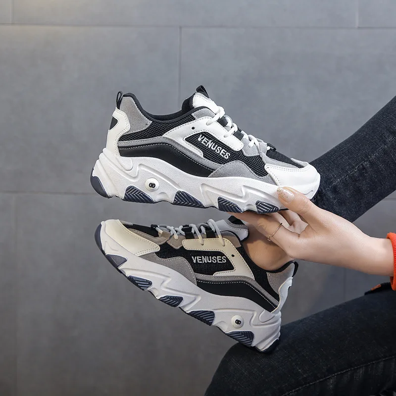 Новинка Весна 2021 универсальная женская обувь на толстой подошве дышащая