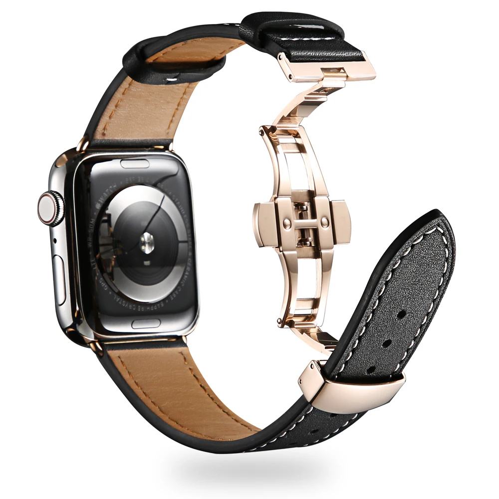 Кожаный ремешок Geniune для Apple Watch Series 5 4 band 44 40 мм iwatch watch series 3 42 38 браслет Ремешки