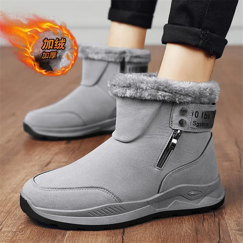 

Winter New Classic Fashion Thick Plush Warm Men Shoes Waterproof Suede Leather Snow Boots Work Boots Men's Casual Cotton Shoes