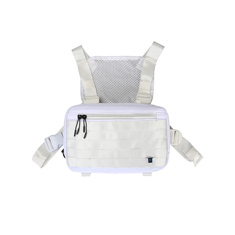 White chest bag Новая мужская тактическая поясная сумка, тактический жилет, нагрудная сумка в стиле хип-хоп, функциональная нагрудная сумка, нейлоновый военный жилет, нагрудная сумка - Цвет: White chest bag