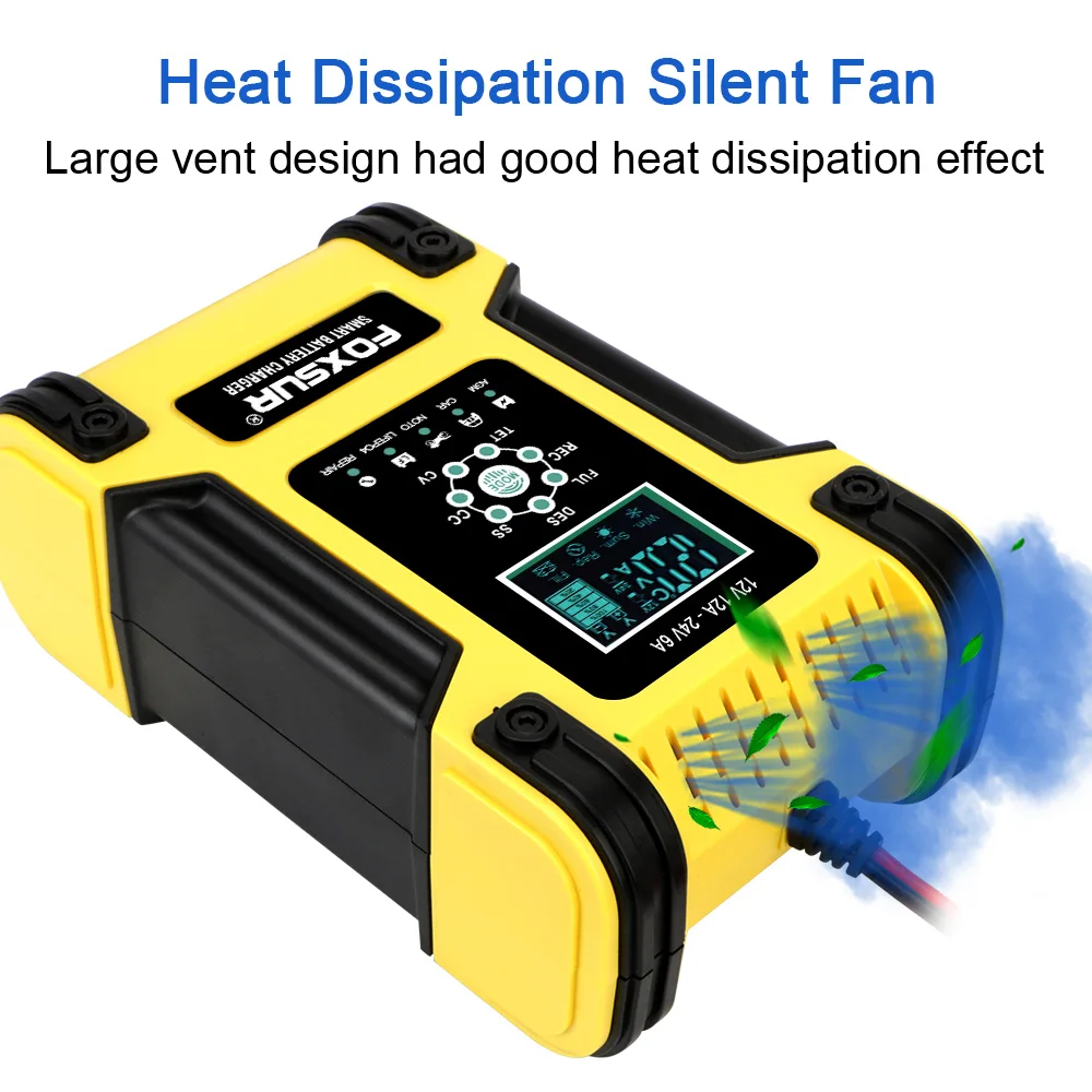 lithium iron battery lead acid battery charger 12v12a motorcycle car battery charger digital lcd display 7 stage agm free global shipping