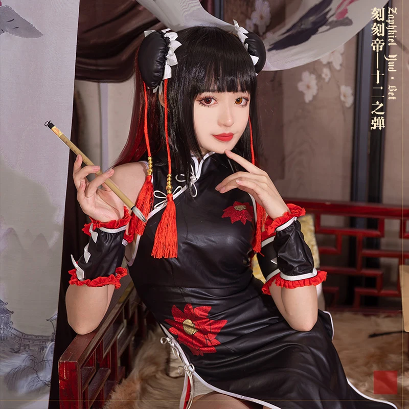 

Anime Game DATE A LIVE Nightmare Cosplay Costume Cheongsam Knots Headwear Daily Carnival Party Festival Uniform Brand New