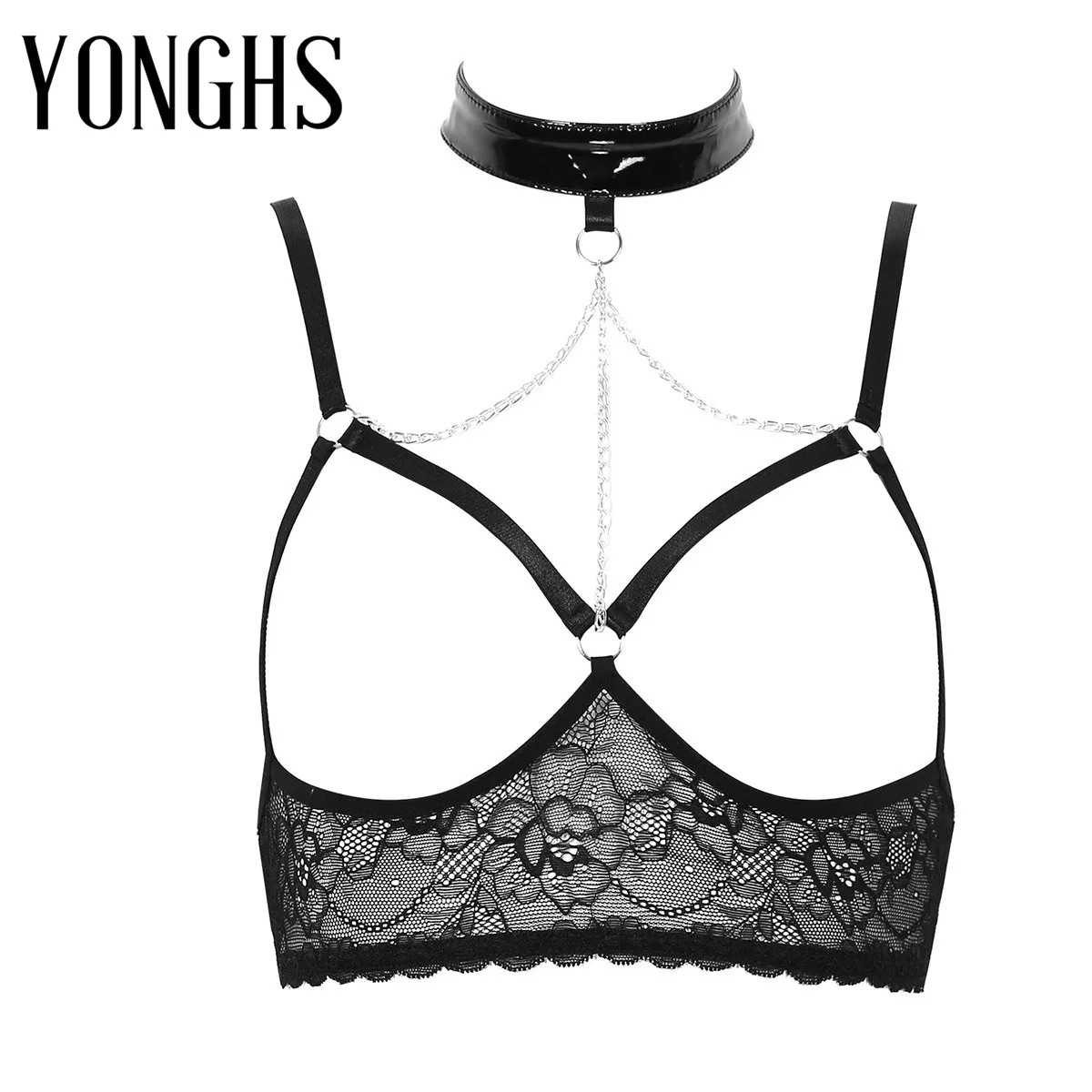 Женское Эротическое нижнее белье прозрачный бюстгальтер топ кружевной на