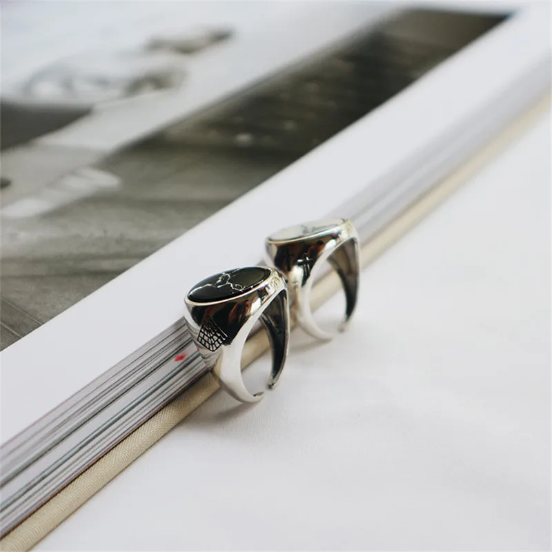 RUIYI 925 Стерлинговое Серебро Белый Черный Зеленый Синий Бирюзовый нишу кольца для