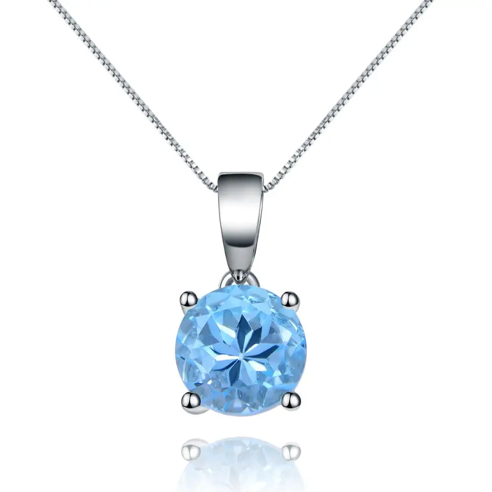 Женский кулон из серебра 925 пробы с натуральным голубым топазом|Подвески| |