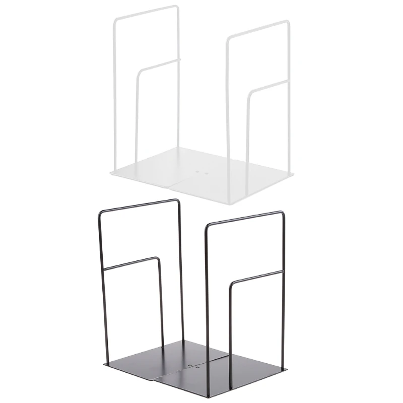 

1 Pair Rectangle Bookends Book Stand Support Desktop Office Magazine Organizer