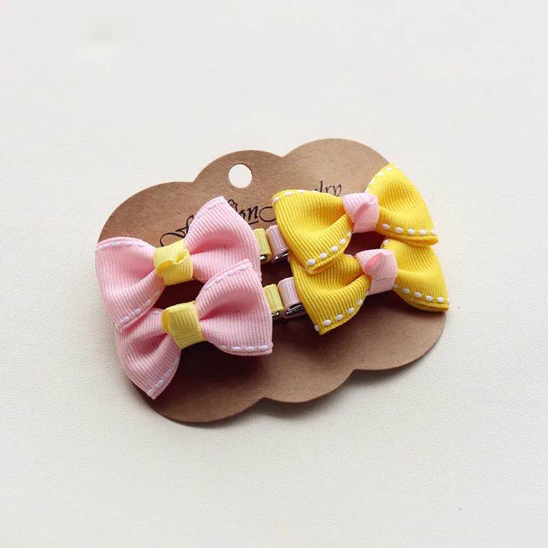 4 шт./лот дизайн Grosgrain Baby Маленький бант шпильки для волос для девочек аксессуары для детей заколки для волос мини головные уборы