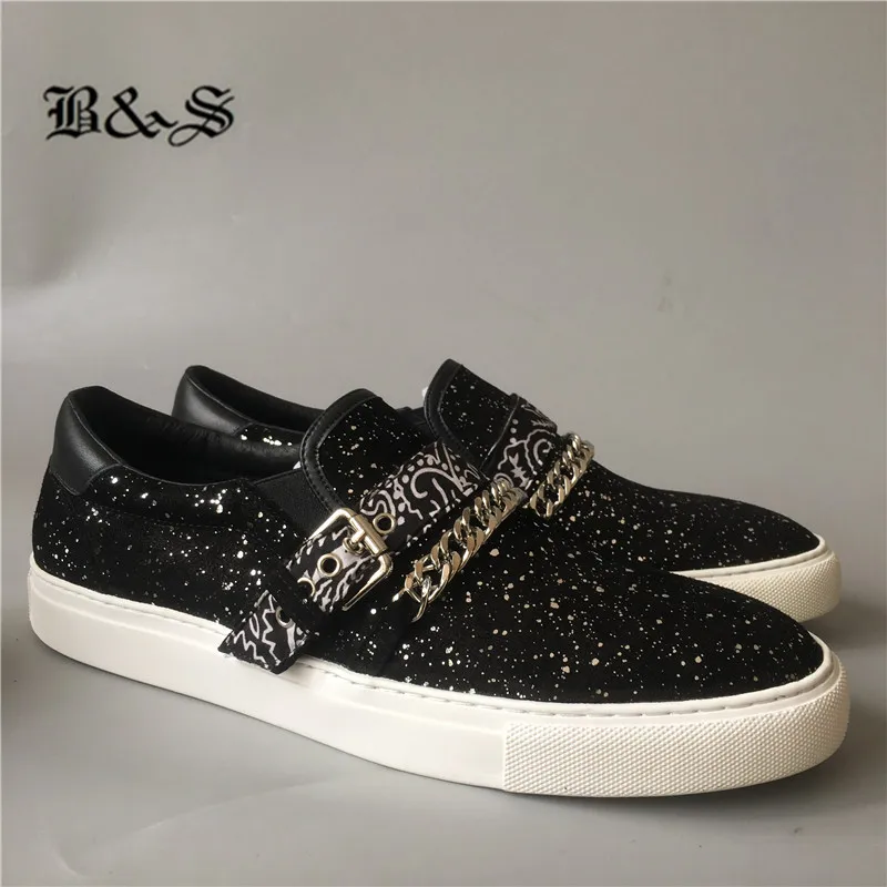 Черные и уличные персонализированные благородные кожаные лоферы с цепочкой для