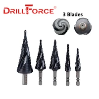 drillforce m35 cobalt tialn step drill bit spiral groove 3 flutes quick change shank industrial quality for stainless steel