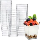 10 упаковок 150 мл Квадратные прозрачные пластиковые десертные чашки маленькие прозрачный пластиковый стакан Пластиковые Стаканы Чашки отлично подходят для десертов, закусок, пудингов, муссов