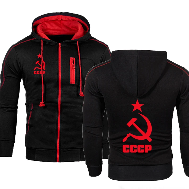 Mens Jacket Unique CCCP Russian USSR Soviet Union Print Hooded Men Hoodies Brand Sweatshirt Casual Fashion Tracksuits | Автомобили и