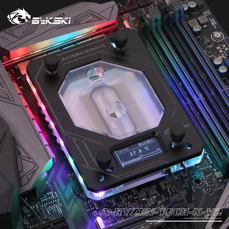 

Bykski CPU Water Copper Block use for AMD RYZEN3000 AM3/AM4/TR4 /1950X / X399 X570 Motherboard 5V A-RGB Temperature OLED Display