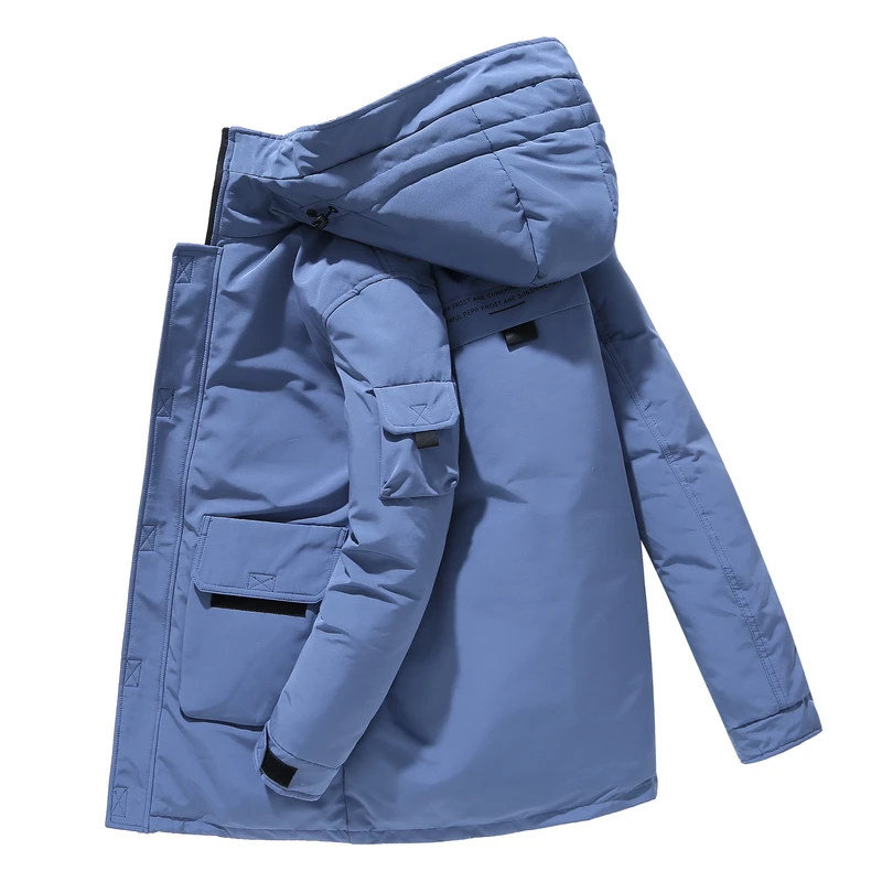 Mew Winter High Quality Mens Thick Hooded Duck Down Jacket Autumn Casual Loose Warm Down Parkas Coat Outwear Solid Tops Clothing