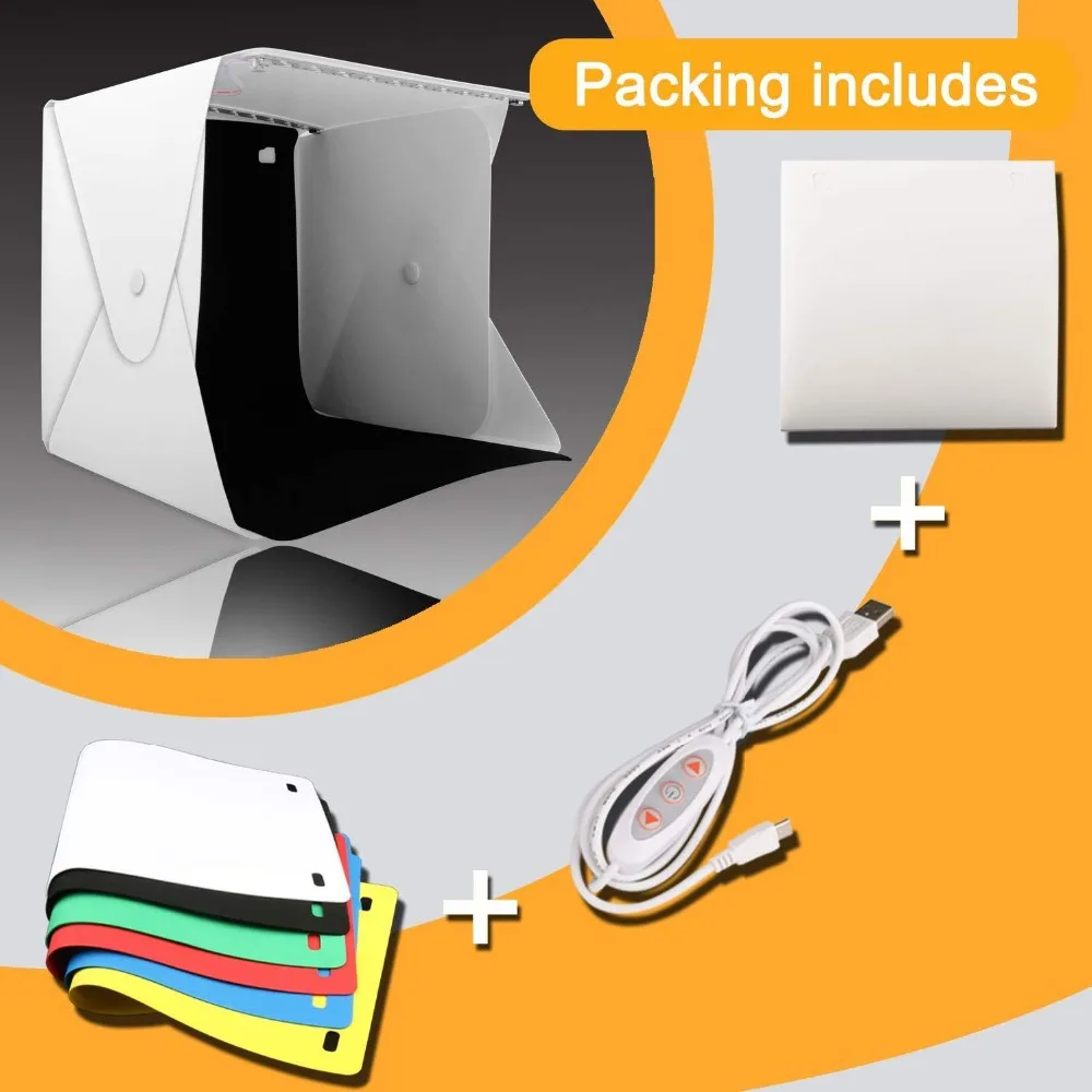 2 LED Folding Lightbox Mini Portable Photography Photo Studio Softbox Adjustable Brightness Light Box Kit For DSLR Camera | Электроника