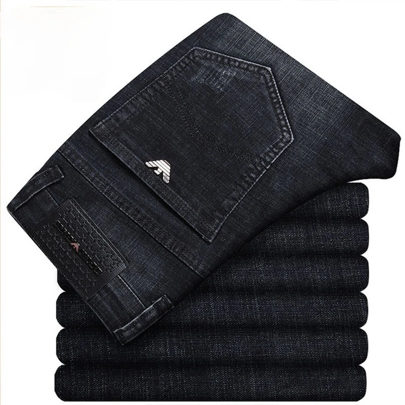 

New Autumn Men's Jeans Slim Elastic Italy Eagle Brand Fashion Business Trousers Classic Style Winter Cotton Jeans Denim Pants