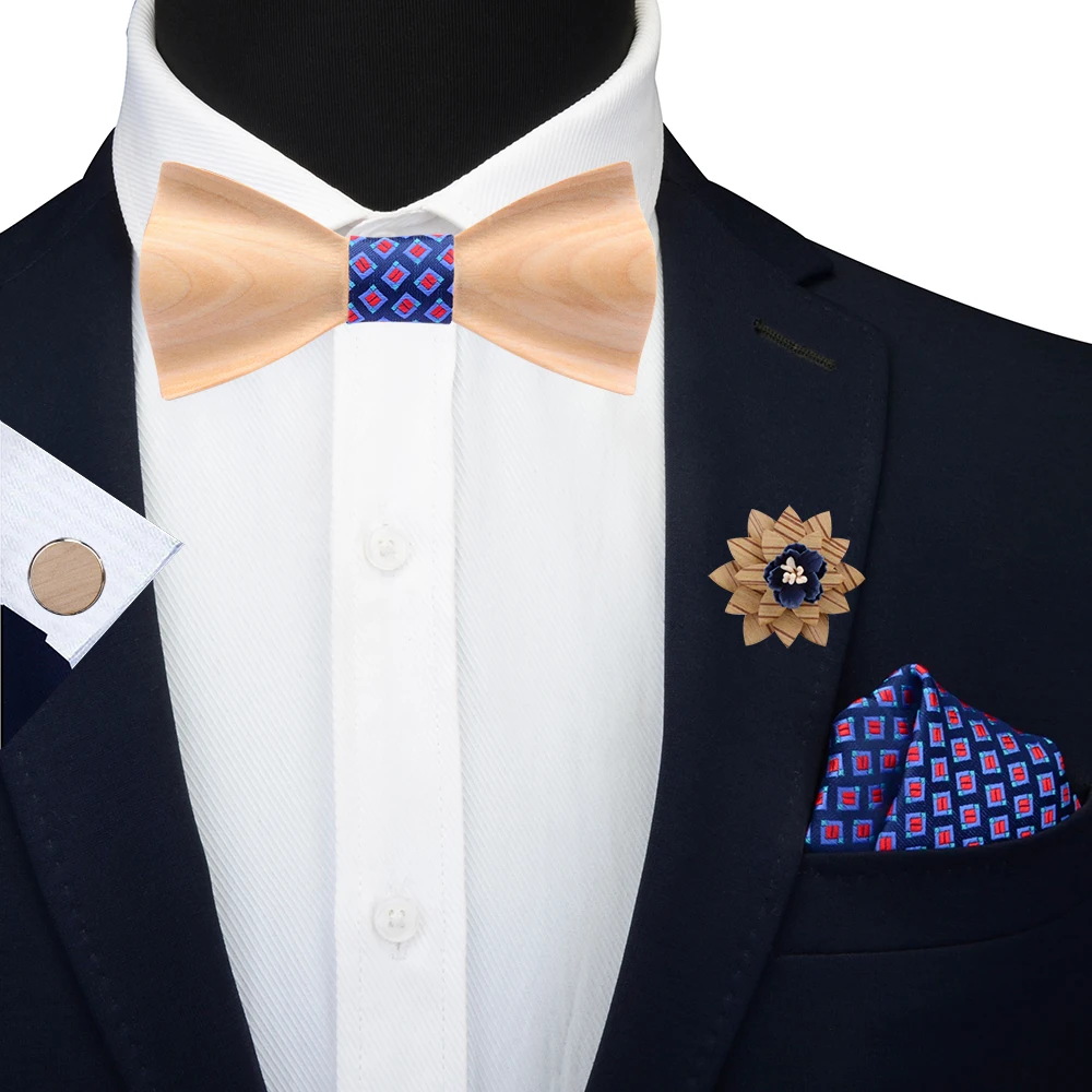 3D твердые деревянные галстуки бабочки для мужчин Свадебный деревянный галстук