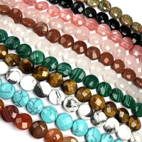 natural agates round faceted unakite rose quartzs rainbow tiger eye stone beads for jewelry making necklace bracelet 12x12x6mm